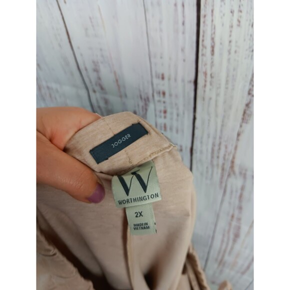WORTHINGTON Jogger Women’s XXL Ultra Stretch Ponte Beige Mid Rise Pull On - Picture 8 of 8
